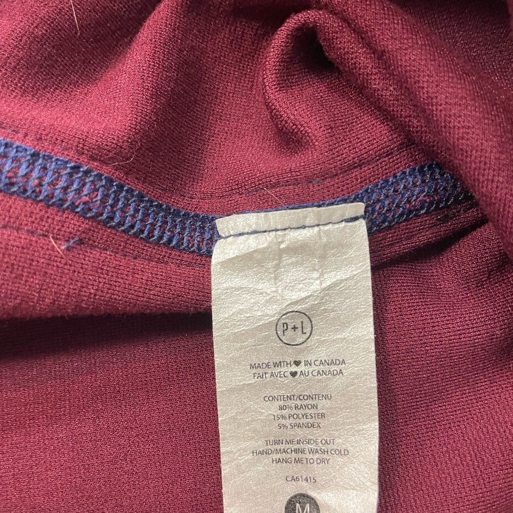 144. Parts + Labor Femme Sauvage Large Maroon/blue long sleeve crop shirt - Picture 7 of 8